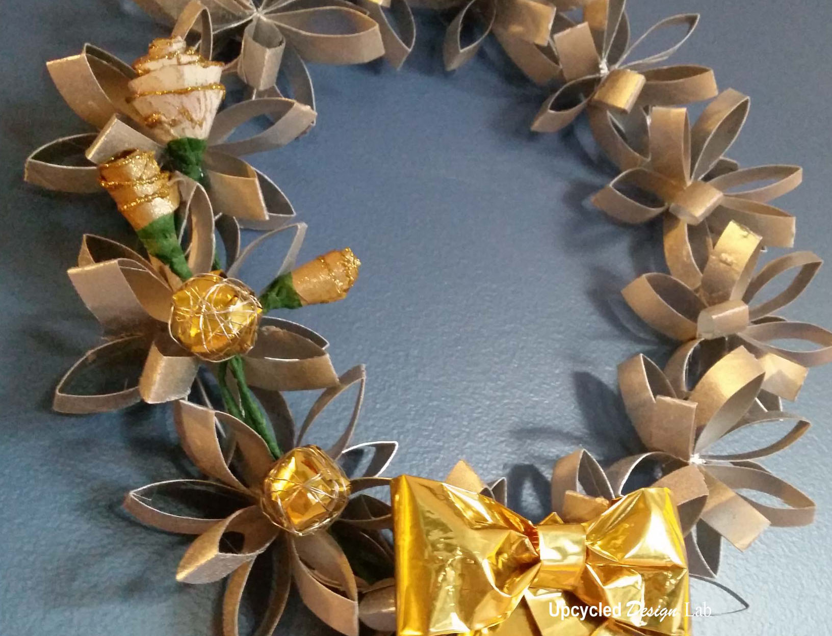 Christmas Holiday Wreath Upcycled From Toilet Paper Tubes Upcycle