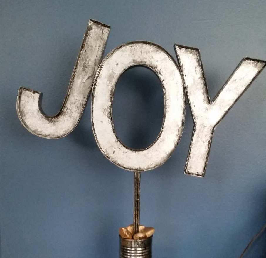 faux metal letters made from upcycled cardboard