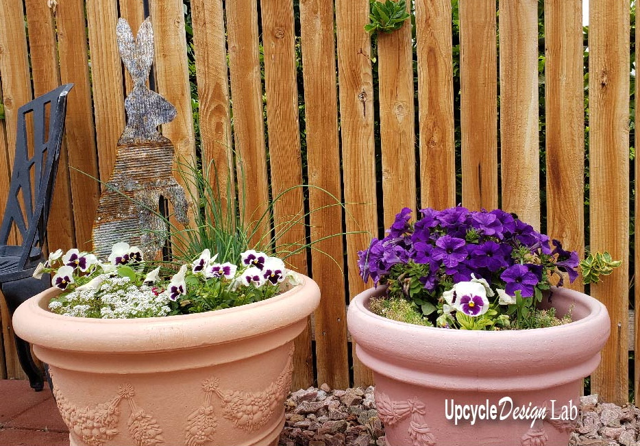 Upcycled Alice in Wonderland Yard Art